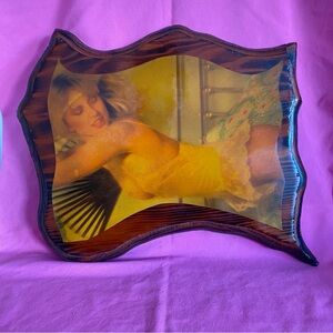 Vintage Playboy Retro Art on Wood Decor Hefner Bunny Lingerie Pink Blonde Model
